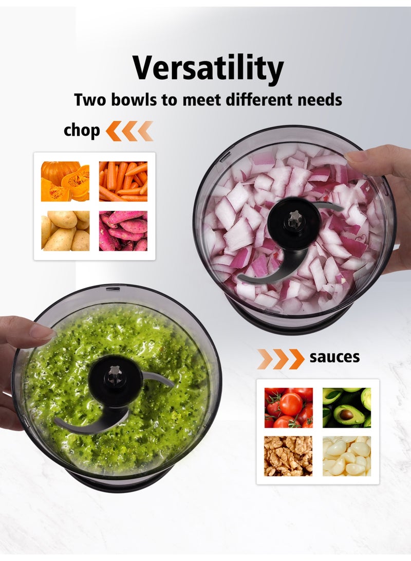 LAC Multi-Purpose  Chopper & Mincer, 300W,2 Speeds,2 Bowls,Stainless Steel  Blade, Easy to Clean,4 Blades for Baby Food,Meat,Onion,Vegetables,Fruits - Image 5