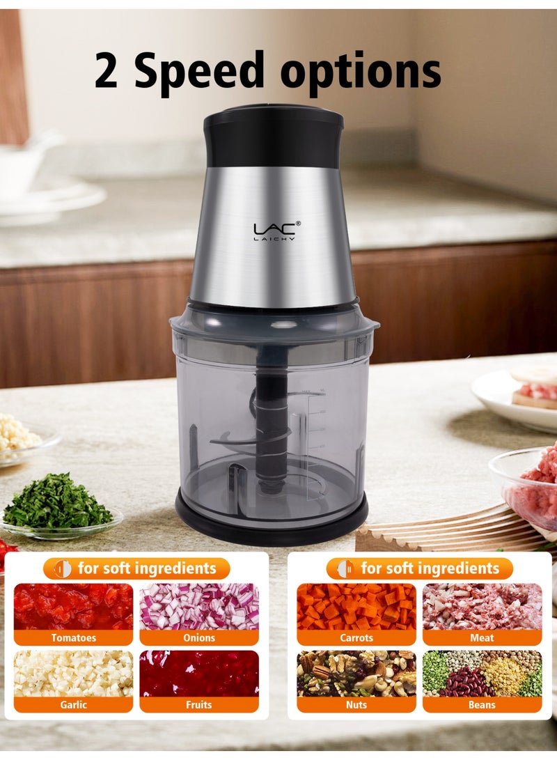 LAC Multi-Purpose  Chopper & Mincer, 300W,2 Speeds,2 Bowls,Stainless Steel  Blade, Easy to Clean,4 Blades for Baby Food,Meat,Onion,Vegetables,Fruits - Image 2