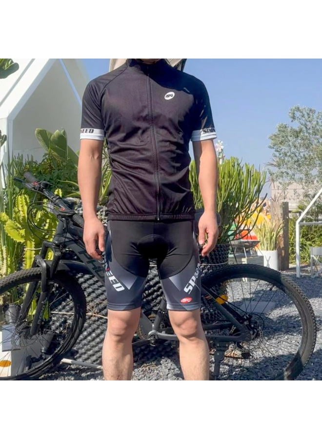 sponeed شورتات دراجة مريحة مبطنة للدراجات الجبلية مقاس أمريكي كبير رمادي أسود - Image 3