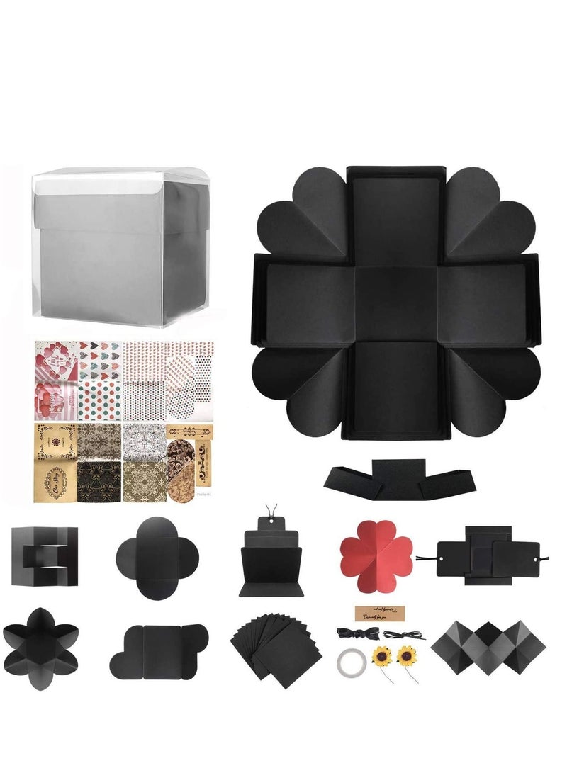 Excefore Creative Explosion Gift Box, DIY - Love Memory, Scrapbook, Photo Album Box, as Birthday Gift, Anniversary, Wedding or Valentine's Day Surprise Box (Black) - Image 4