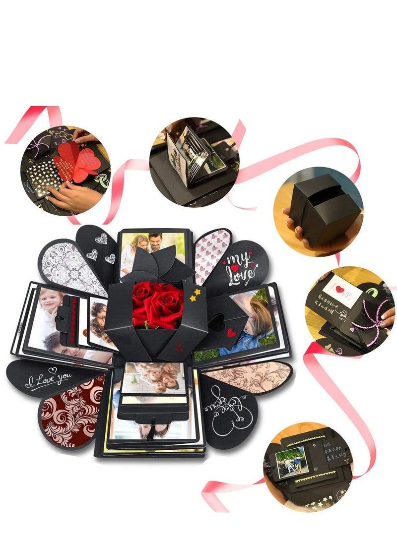 Excefore Creative Explosion Gift Box, DIY - Love Memory, Scrapbook, Photo Album Box, as Birthday Gift, Anniversary, Wedding or Valentine's Day Surprise Box (Black) - Image 5