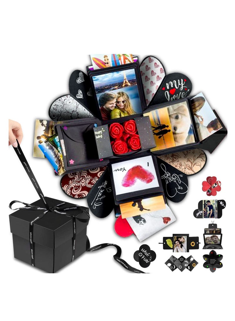 Excefore Creative Explosion Gift Box, DIY - Love Memory, Scrapbook, Photo Album Box, as Birthday Gift, Anniversary, Wedding or Valentine's Day Surprise Box (Black) - Image 1