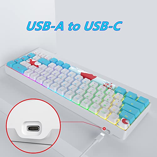 Owpkeenthy Portable 60% Mechanical Gaming Keyboard, Ultra Compact RGB Wired 65 Percent Mini Office Keyboard Backlit with Red Switch for PC/PS5/XBOX(Blue/ 68 Red Switch) - Image 5