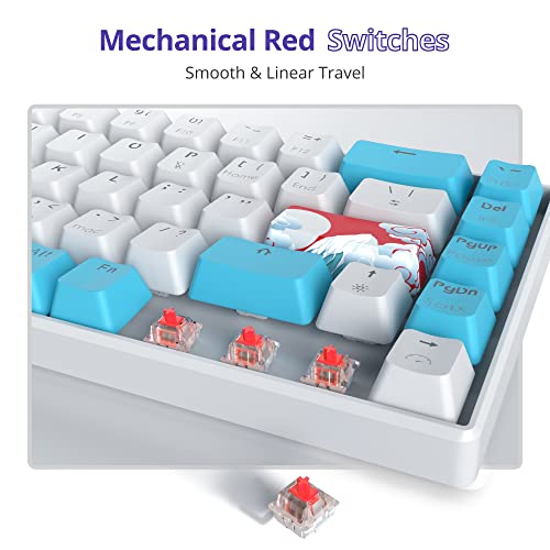Owpkeenthy Portable 60% Mechanical Gaming Keyboard, Ultra Compact RGB Wired 65 Percent Mini Office Keyboard Backlit with Red Switch for PC/PS5/XBOX(Blue/ 68 Red Switch) - Image 4
