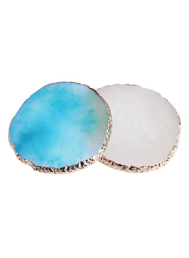 SUMAJU 2 Pieces Resin Nail Art Palette, Nail Art Painting Gel Palette Gold Edge Nail Gel Color Makeup Display Board Nail Art Display Cosmetic Mixing Tools - Image 1