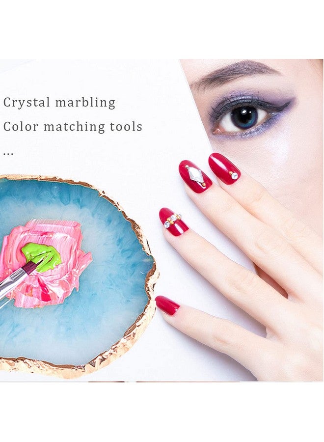 SUMAJU 2 Pieces Resin Nail Art Palette, Nail Art Painting Gel Palette Gold Edge Nail Gel Color Makeup Display Board Nail Art Display Cosmetic Mixing Tools - Image 4