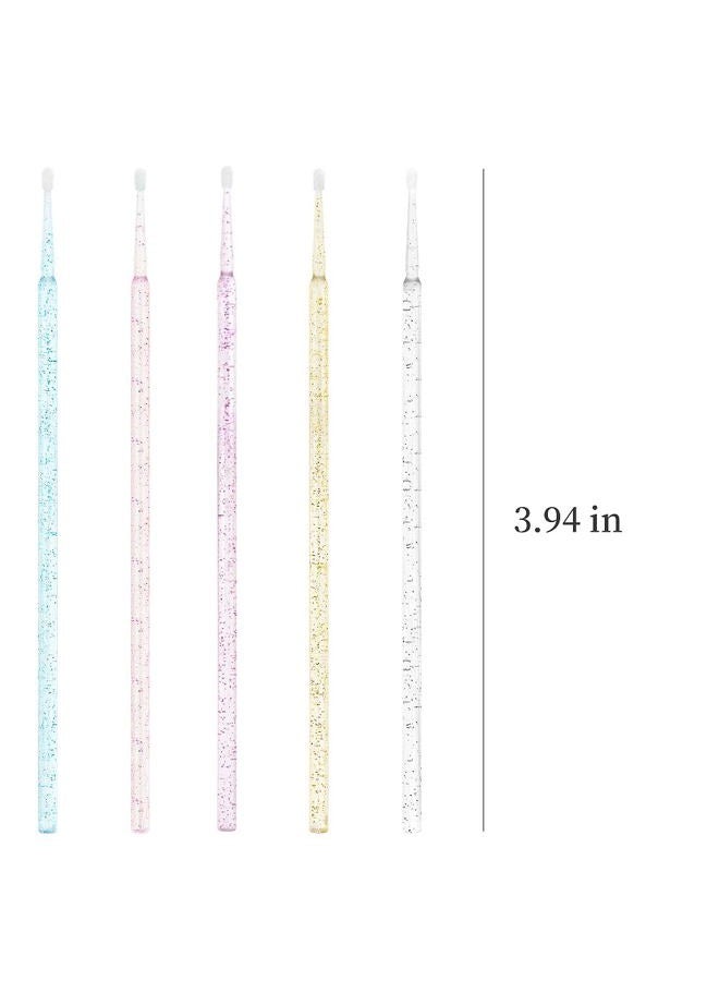 Mekupeu 500 PCS Crystal Disposable Micro Applicators Brush For Eyelash Extension Clean Brush (Mixed 5 color) - Image 2