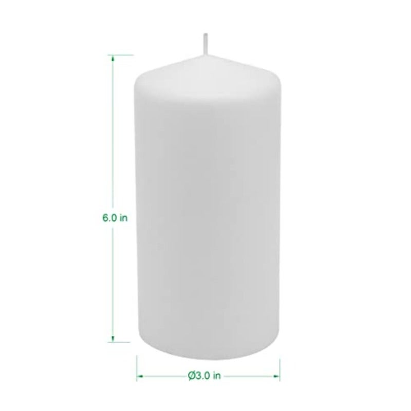 3 Pack Tall 3 x 6 Inch 65 Hour Long Burning Unscented White Wax Pillar Candles - Image 4
