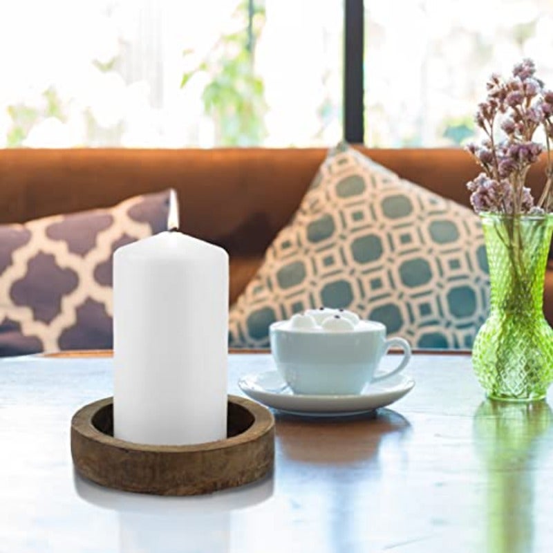 3 Pack Tall 3 x 6 Inch 65 Hour Long Burning Unscented White Wax Pillar Candles - Image 3