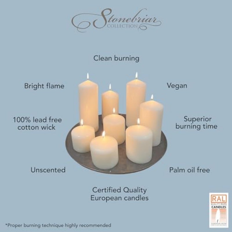 3 Pack Tall 3 x 6 Inch 65 Hour Long Burning Unscented White Wax Pillar Candles - Image 5