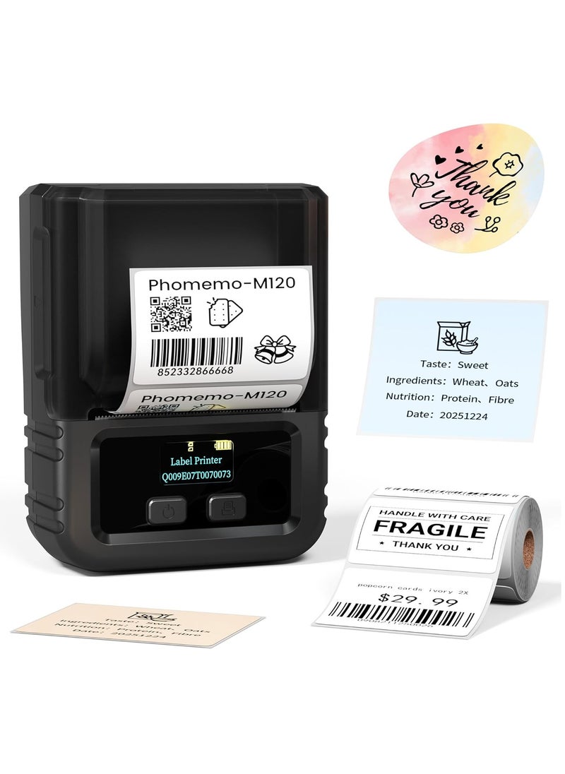 BORTONY - Phomemo M120 Label Maker- Barcode Printer Bluetooth Thermal Label Maker Machine 2 Inch 50mm Barcode Label Printer for Retail QR Code Small Business Compatible with Android iOS & PC - Image 1