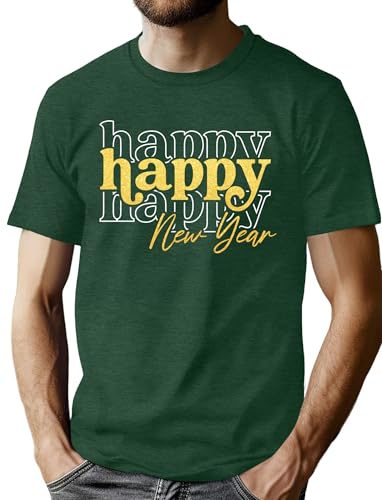 CAZYCHILD Happy New Year Shirt for Men Christmas Shirts Holiday Party Family Tshirt 2026 New Years Day Eve Gift Tops Green - Image 1