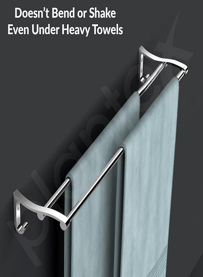 FILOX Stainless Steel Towel Rack for Bathroom | Wall Mounted Towel Rod with Hooks | Rust Proof Bathroom Towel Holder | Heavy Duty Towel Stand for Home, Hotel & Kitchen - Image 4
