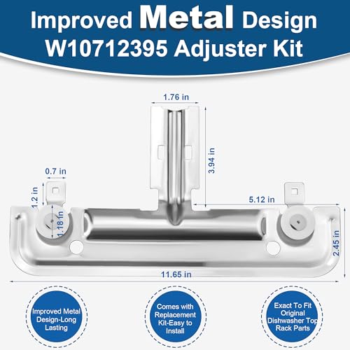 prime&swift WDT730PAHZ0 Upper Rack fit for Whirlpool,Upgraded W10712395 Top Rack Adjuster fit for Whirlpool W10350375 WDT750SAHZ0 Upper Rack,fit for Whirlpool WDTA50S WDT730 fit for Ken.more 665 prime&swift - Image 2