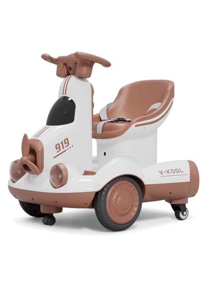 البدر سكوتر كهربائي للأطفال بقدرة دوران 360° مع ريموت كنترول من البدر، سكوتر الهبة بتصميم طائرة للأطفال مع مقعد مريح وحزام أمان، سكوتر التريند للأطفال مزود بأضواء وموسيقى, سكوتر هبة - Image 1