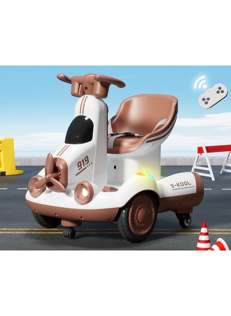 البدر سكوتر كهربائي للأطفال بقدرة دوران 360° مع ريموت كنترول من البدر، سكوتر الهبة بتصميم طائرة للأطفال مع مقعد مريح وحزام أمان، سكوتر التريند للأطفال مزود بأضواء وموسيقى, سكوتر هبة - Image 2