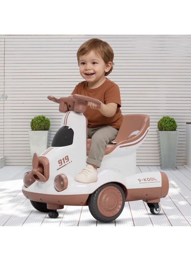 البدر سكوتر كهربائي للأطفال بقدرة دوران 360° مع ريموت كنترول من البدر، سكوتر الهبة بتصميم طائرة للأطفال مع مقعد مريح وحزام أمان، سكوتر التريند للأطفال مزود بأضواء وموسيقى, سكوتر هبة - Image 5