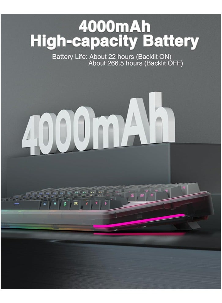 AULA F87 Pro Wireless Mechanical Keyboard,Tri-Mode BT5.0/2.4GHz/USB-C Hot Swappable Custom Keyboard,Pre-lubed Switches,Side Printed PBT Keycaps,75% TKL RGB Backlit Gaming Keyboards - Image 2