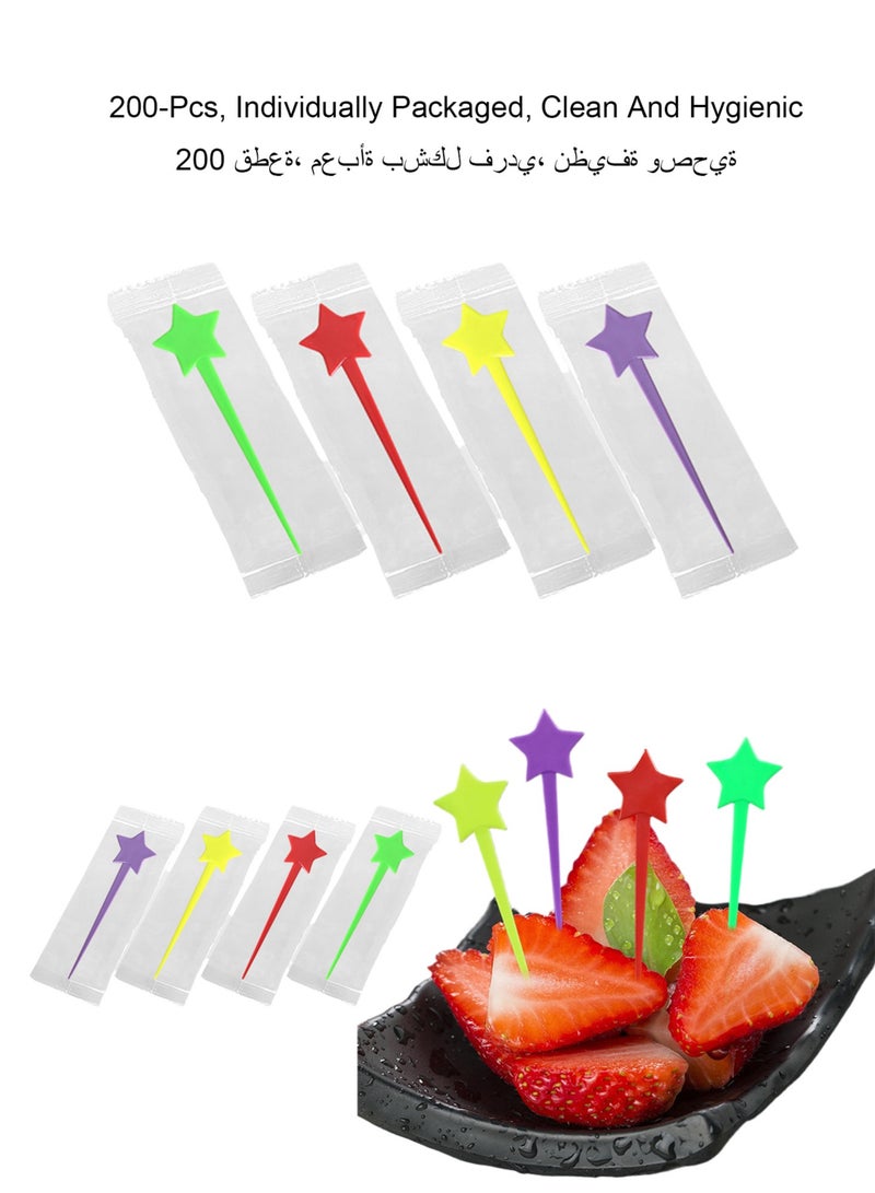 200-pcs Star-shaped Fruit Forks, Dessert Forks, Date Forks (Transparent) - Image 1