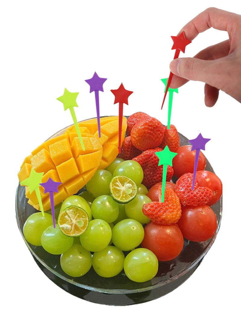 200-pcs Star-shaped Fruit Forks, Dessert Forks, Date Forks (Transparent) - Image 2