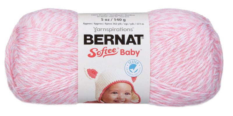 Bernat Softee Baby Yarn 5 oz Gauge 3 Light Baby Pink Marl