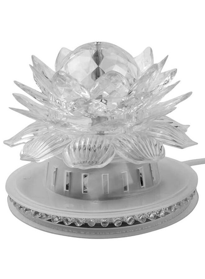Auto Rotating Crystal Lotus Lamp Multicolour 13 x 12cm 