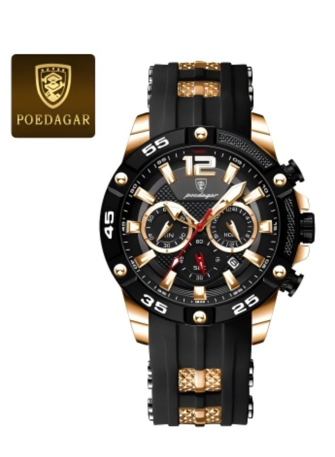 POEDAGAR Watch for Men Sport  Waterproof Chronograph Mens Watches Analog Quartz Big Face Classic Stylish Fashion Casual Designer Business Work Wrist Watch Elegant Gift for Men