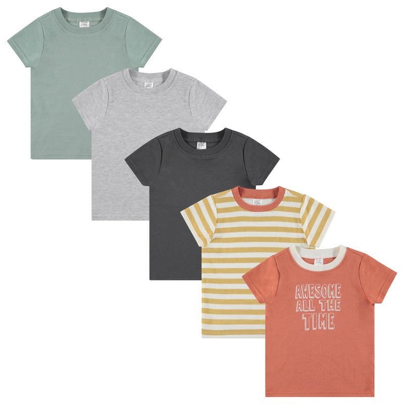 Cudlie 5-Pack Toddler/Baby Boy Short Sleeve Shirts - Premium Quality T-Shirt Tops for Lightweight Comfort and Style.Multipack Infants and Childrens Essentials. - Image 1