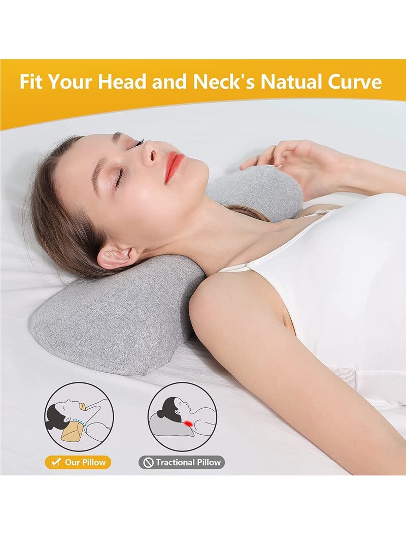 SYOSI Cervical Neck Pillow for Sleeping Memory Foam Bolster Pillow for Stiff Neck Pain Relief Neck Roll Pillow Neck Support Pillow for Bed Side Sleepers Bolster Pillow Support for Sleeping Light Gray - Image 3