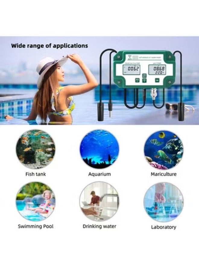 Digital WiFi 6-in-1 Water Quality Tester – PH, EC, TDS, SALT, SG & Temperature Smart Monitor with Data Logger - Image 2