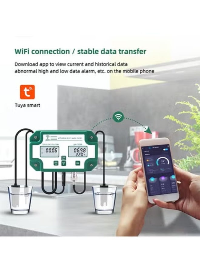 Digital WiFi 6-in-1 Water Quality Tester – PH, EC, TDS, SALT, SG & Temperature Smart Monitor with Data Logger - Image 5