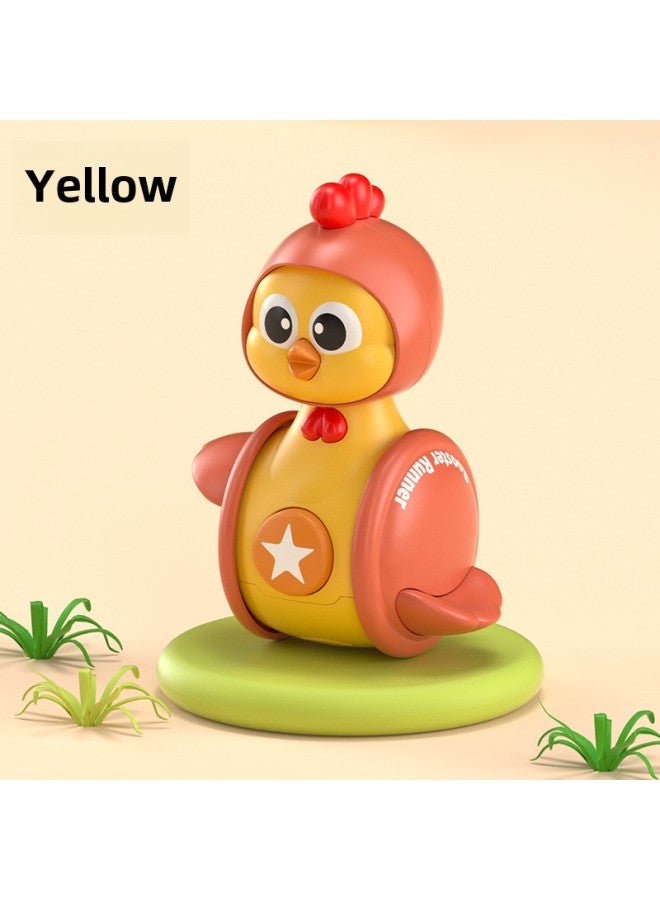 Children's Puzzle Early Education Learning Climbing Cute Fun Cartoon Cute Chicken Sliding Inertia Tumbler Baby Press Sound Toy-Color:Cute Chicken Tumbler-yellow-Specifications:Bagged  - Image 1