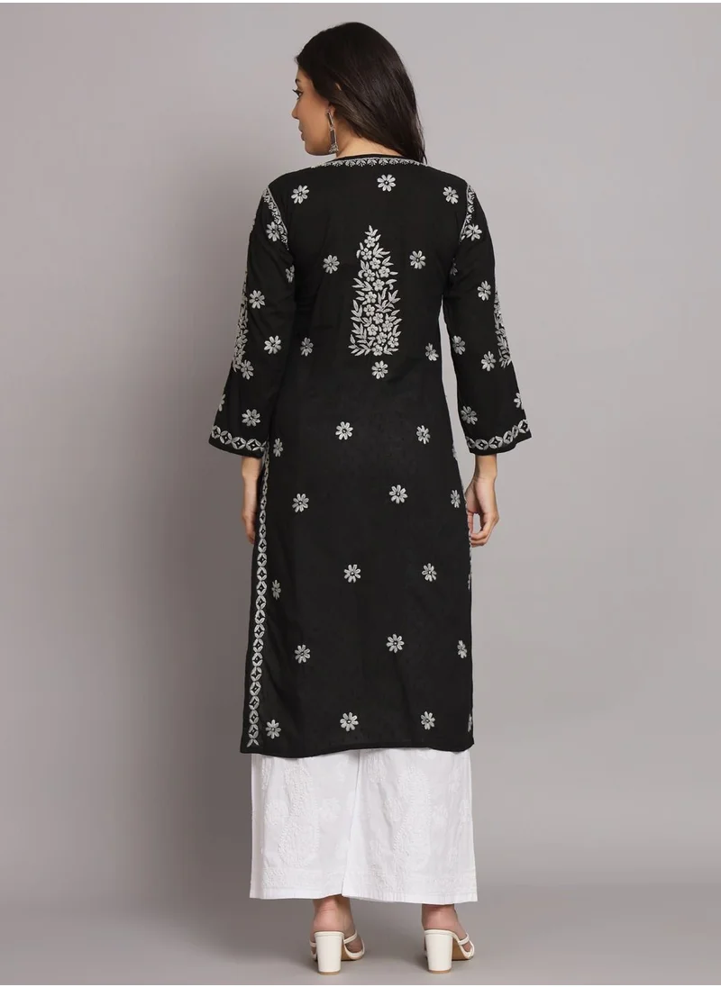 Alaya Women  Floral Embroidered Chikankari Cotton kurta-AL3679