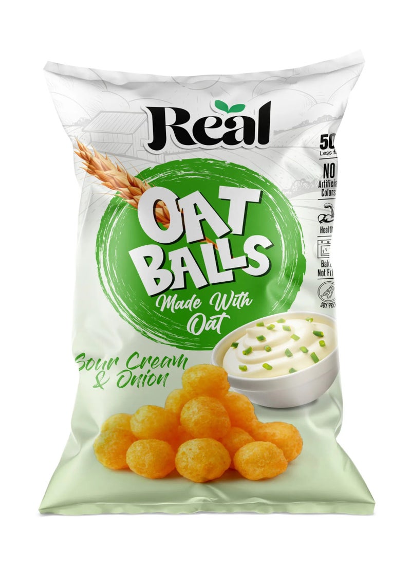 Real Nutrition Chips Protein Oat Balls, 5g Protein, 50% Less Fat, Baked, Soy Free, No Artificial Colors, Sour Cream & Onion 40g