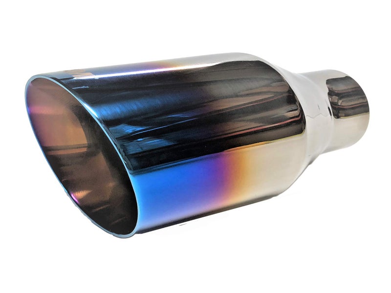 225 Inch Inlet NETAMI NT2408 Exhaust Muffler Tip Stainless Steel Double Wall 225 to 4 Outlet Chrome Polished