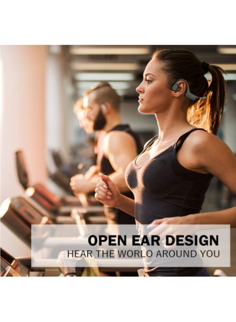 Wireless Bone Conduction Headphones, Open Ear Sports Bluetooth Headset with Reflective Strips, Built-in Mic and IPX6 Waterproof Certified for Workouts, Night Running and Cycling, etc., Black  - Image 3