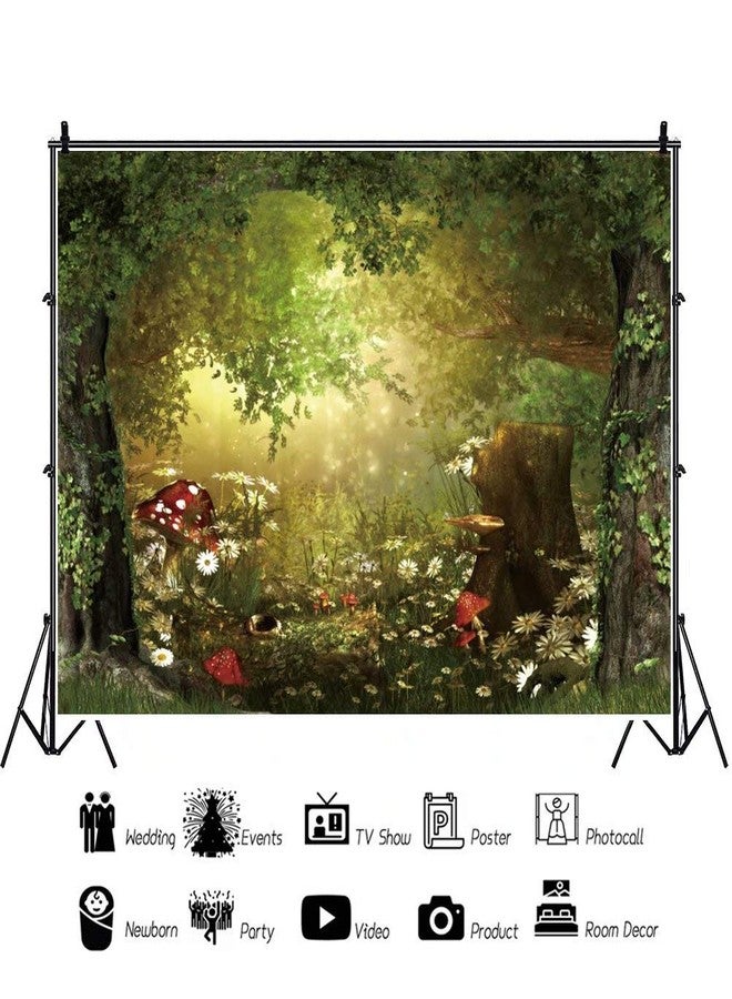 shensu Vinyl 10x8ft Fairy Tale Forest Wildflowers Backdrops for Photography Green Trees Daisy Mushroom Scenery Photo Background Portrait Kids Boys Girls Photoshoot Studio Props Party Decoration - Image 2