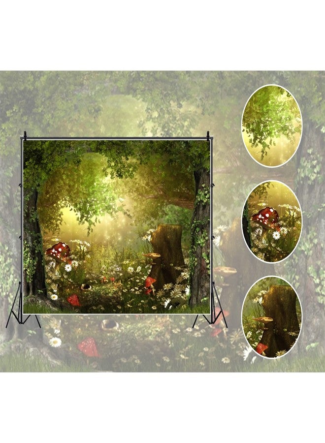 shensu Vinyl 10x8ft Fairy Tale Forest Wildflowers Backdrops for Photography Green Trees Daisy Mushroom Scenery Photo Background Portrait Kids Boys Girls Photoshoot Studio Props Party Decoration - Image 3