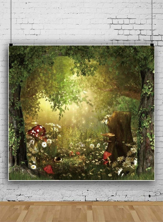 shensu Vinyl 10x8ft Fairy Tale Forest Wildflowers Backdrops for Photography Green Trees Daisy Mushroom Scenery Photo Background Portrait Kids Boys Girls Photoshoot Studio Props Party Decoration - Image 5
