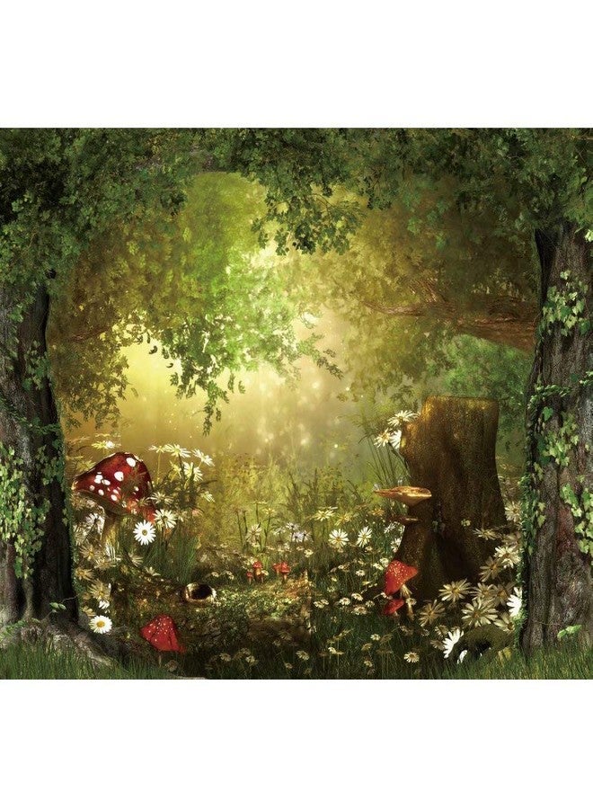 shensu Vinyl 10x8ft Fairy Tale Forest Wildflowers Backdrops for Photography Green Trees Daisy Mushroom Scenery Photo Background Portrait Kids Boys Girls Photoshoot Studio Props Party Decoration - Image 1
