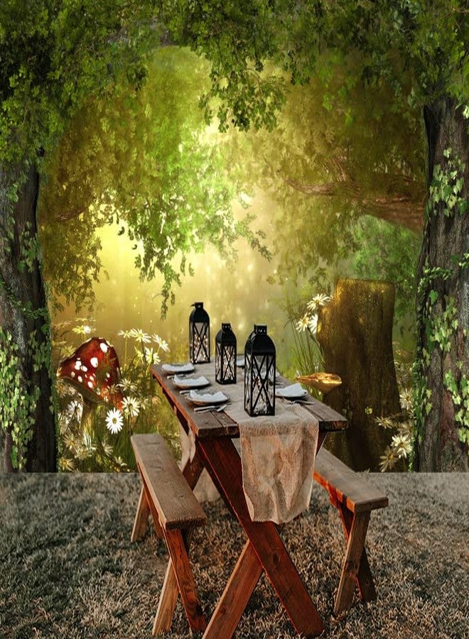 shensu Vinyl 10x8ft Fairy Tale Forest Wildflowers Backdrops for Photography Green Trees Daisy Mushroom Scenery Photo Background Portrait Kids Boys Girls Photoshoot Studio Props Party Decoration - Image 4