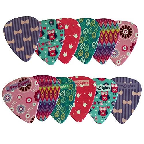 NewEights Girly Guitar Picks Set - Medium Celluloid 12-pack - Unique Colorful Designs - Best Gifts for Girls Kids Teens Daughter Granddaughter Women - Thanksgiving Christmas New Year Holidays Presents - Image 4