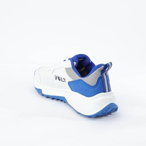 VOLT Cricket Shoes for Men & Boys Sports Shoes for Lightweight, Ergonomic Fit Sports Shoes Match Shoes for Practise (White Blue, UK Footwear Size System, Adult, Men, Numeric, Medium, 8) - Image 5