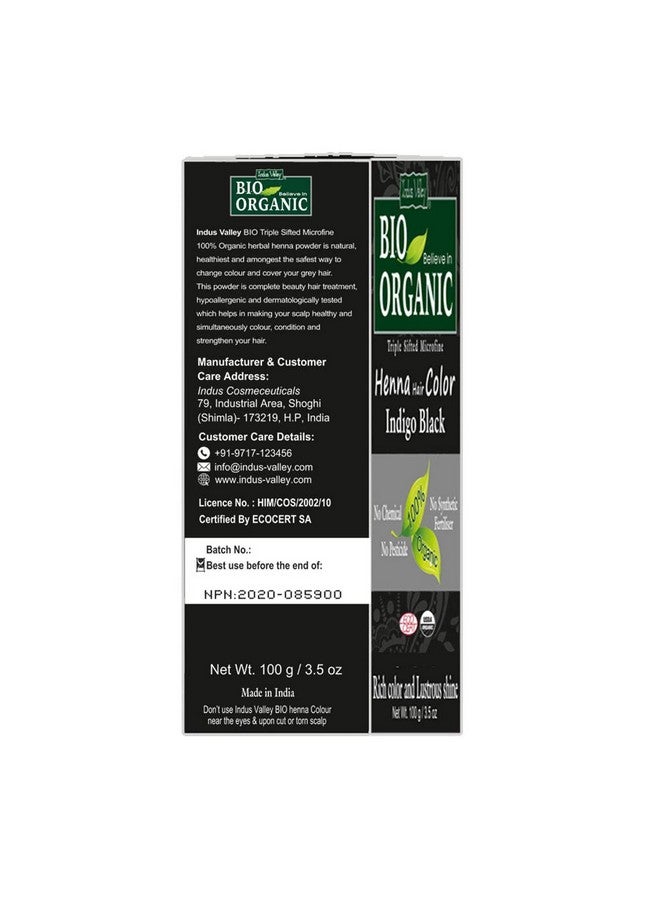 Indus Valley Bio Organic Natural Henna Hair Color Indigo Black 100gm| 100% Gray Hair Coverage And Long Lasting Hair Dye | Vegan and Cruelty-Free - Image 5