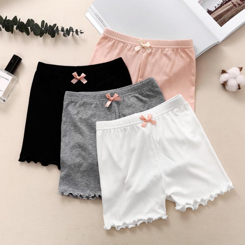 ZONEY 4 Pack Cotton Toddler Girls Shorts with Bowknot - Breathable Comfy Under Dress Shorts for Summer - Image 4