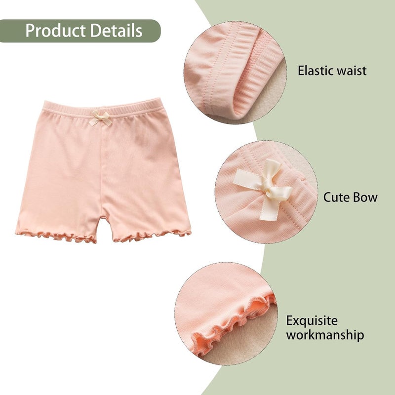 ZONEY 4 Pack Cotton Toddler Girls Shorts with Bowknot - Breathable Comfy Under Dress Shorts for Summer - Image 2