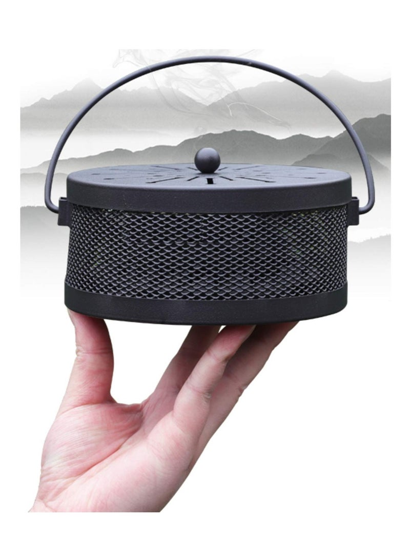 SYOSI Tech Mosquito Coil Holder Incense Coil,Exquisite Metal Burner Indoor Outdoor Long-Lasting Camping Use Portable Repellent 6.2 Inches Diameter(Black)  - Image 5