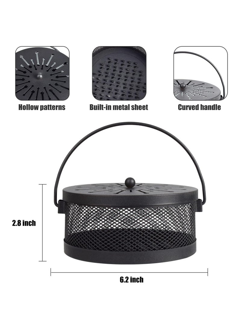 SYOSI Tech Mosquito Coil Holder Incense Coil,Exquisite Metal Burner Indoor Outdoor Long-Lasting Camping Use Portable Repellent 6.2 Inches Diameter(Black)  - Image 2