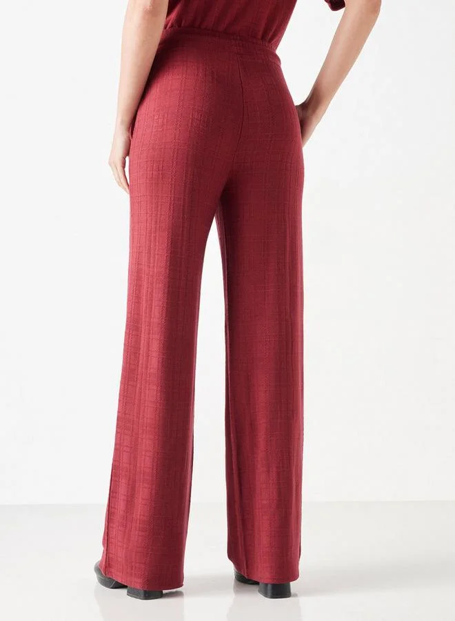 2Xtremz 2Xtremz Textured Mid-Rise Wide Leg Pants with Drawstring Closure