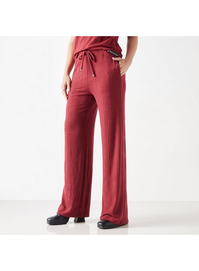 2Xtremz 2Xtremz Textured Mid-Rise Wide Leg Pants with Drawstring Closure - Image 1